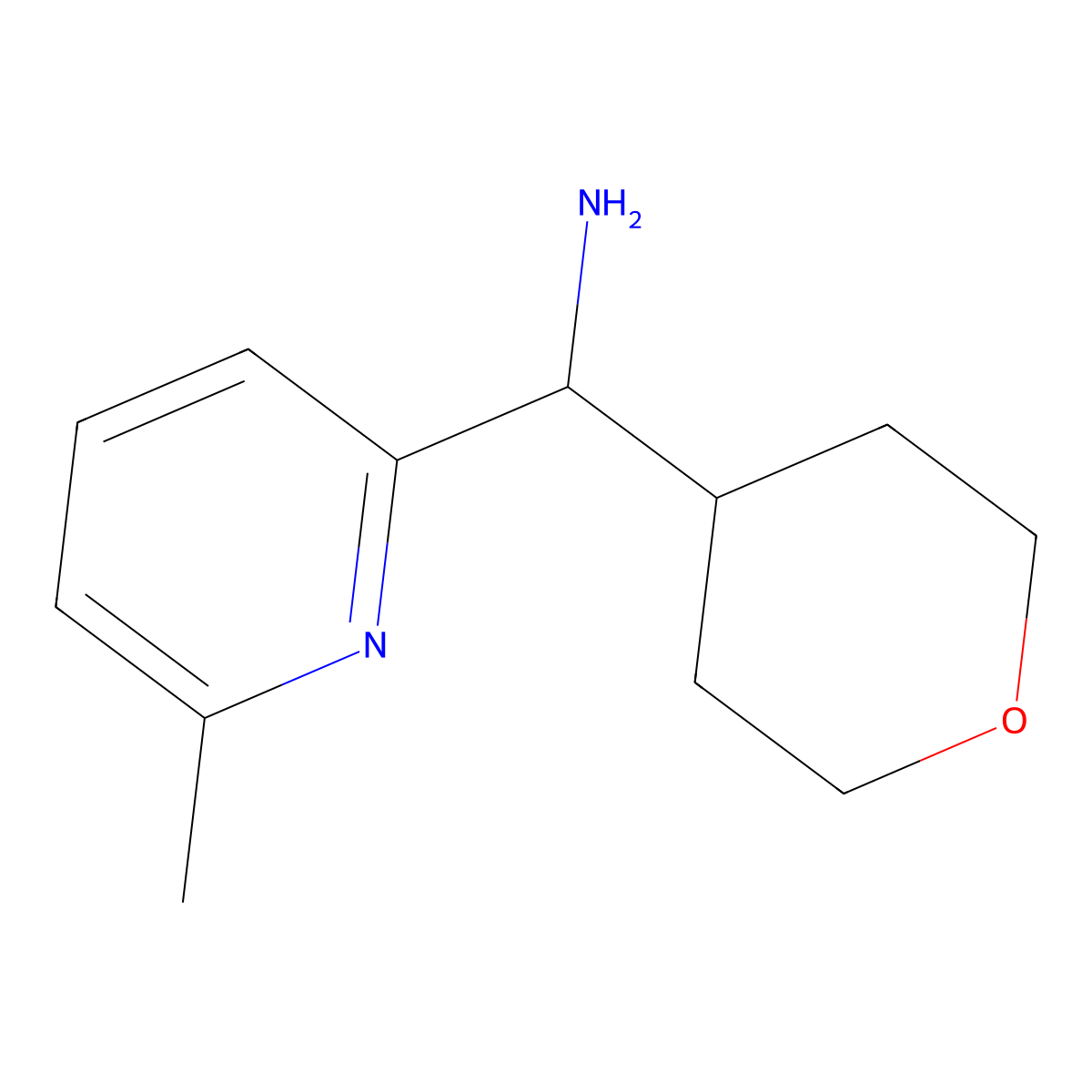 (6-Methylpyridin-2-yl)(tetrahydro-2H-pyran-4-yl)methanamine molecular structure, CAS 1340323-85-4