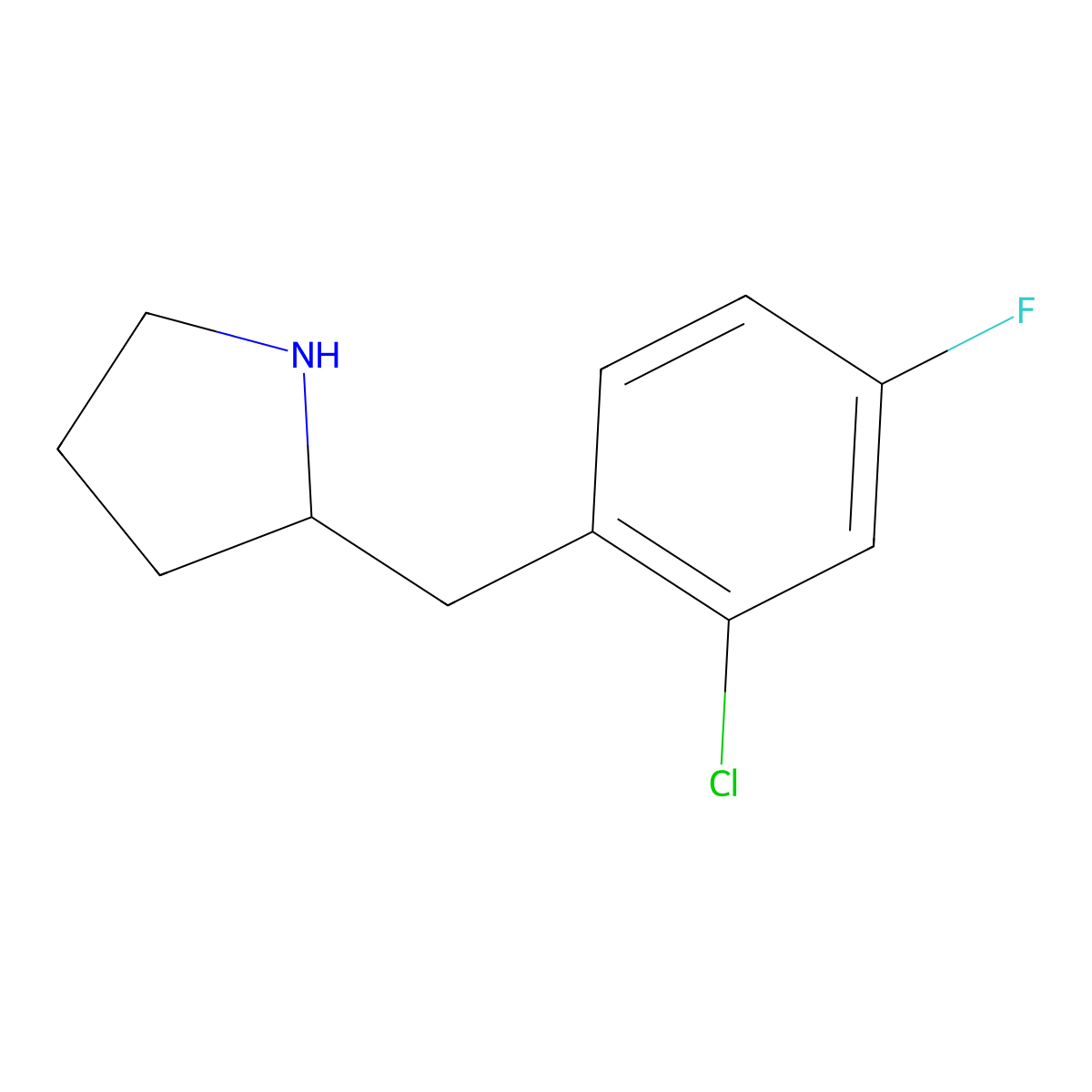 2-(2-Chloro-4-fluorobenzyl)pyrrolidine molecular structure, CAS 1340325-05-4