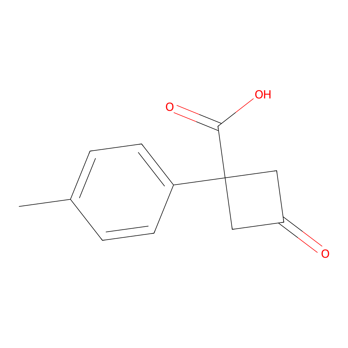 1-(4-Methylphenyl)-3-oxocyclobutane-1-carboxylic acid molecular structure, CAS 1340327-08-3