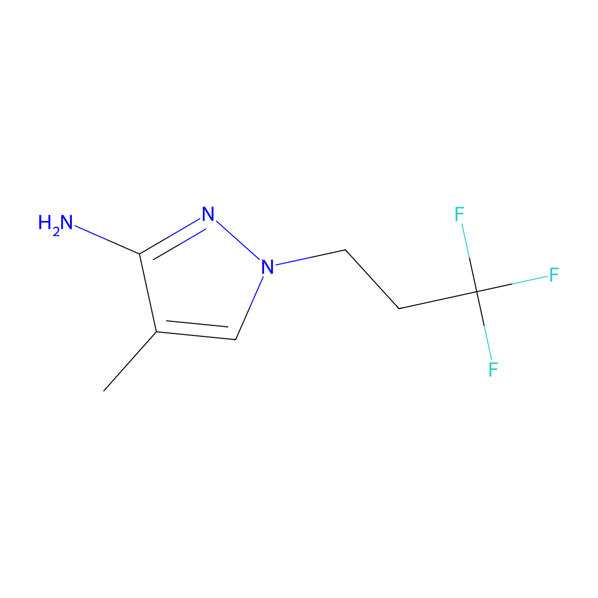 4-Methyl-1-(3,3,3-trifluoropropyl)-1H-pyrazol-3-amine molecular structure, CAS 1340332-89-9