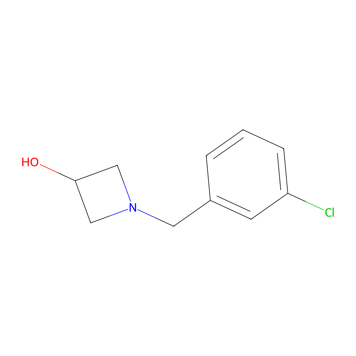 1-[(3-Chlorophenyl)methyl]azetidin-3-ol molecular structure, CAS 1340333-06-3