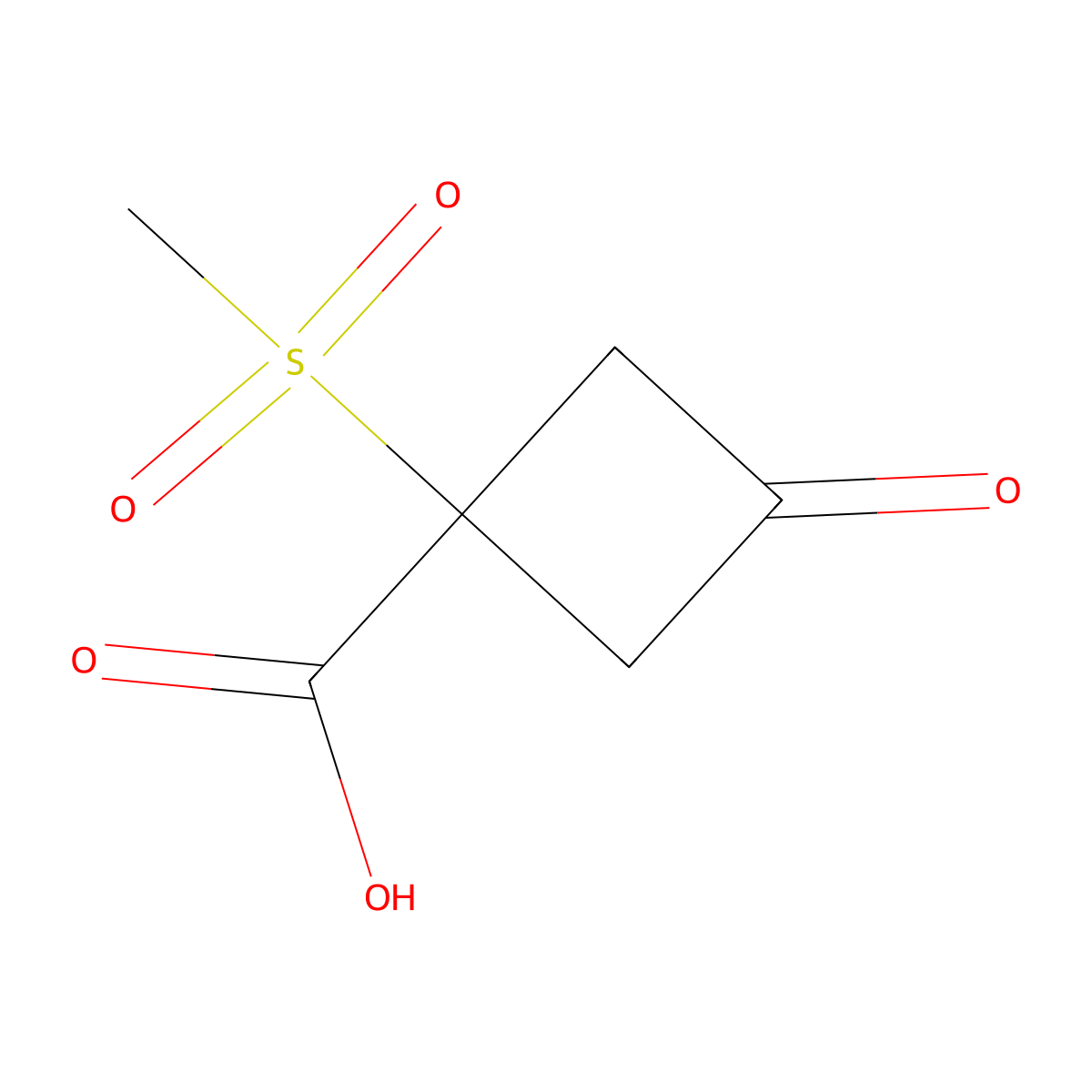 1-Methanesulfonyl-3-oxocyclobutane-1-carboxylic acid molecular structure, CAS 1340337-99-6