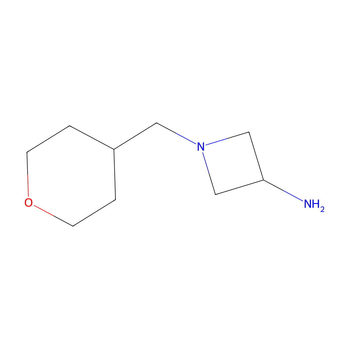 1-[(Oxan-4-yl)methyl]azetidin-3-amine molecular structure, CAS 1340339-53-8