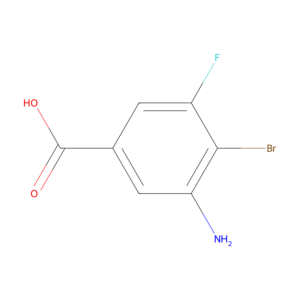 3-Amino-4-bromo-5-fluorobenzoic acid molecular structure, CAS 1340341-79-8
