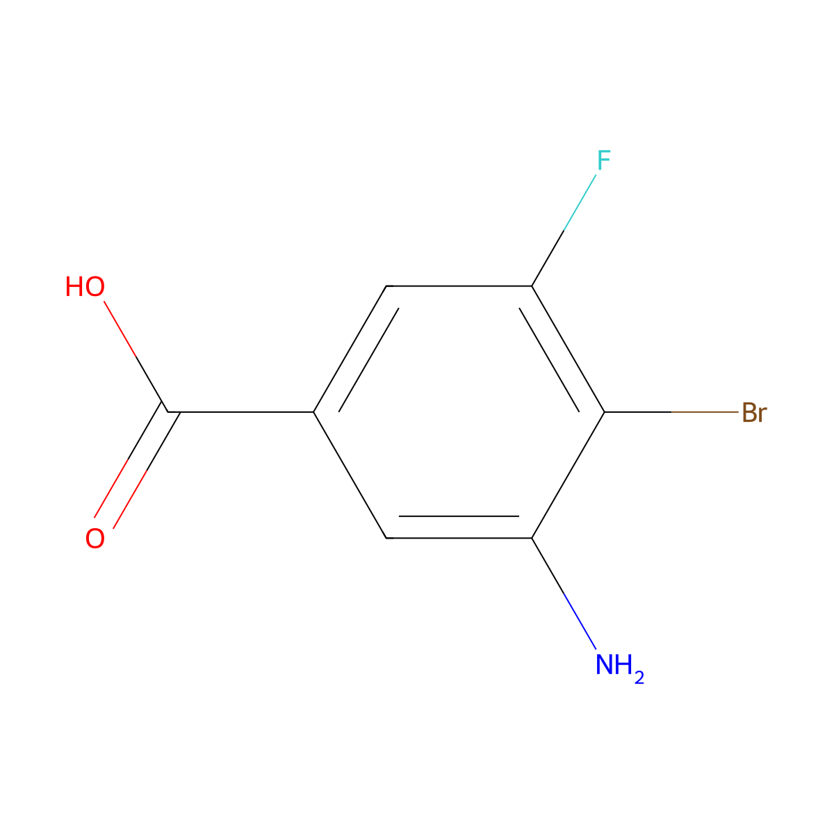 3-Amino-4-bromo-5-fluorobenzoic acid molecular structure, CAS 1340341-79-8
