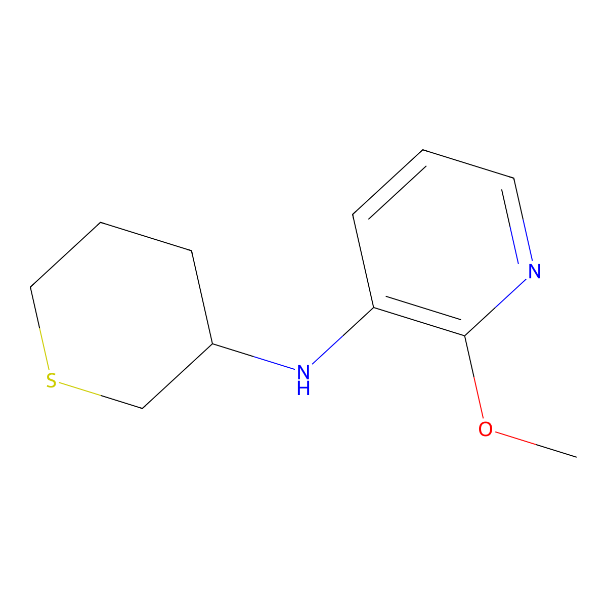 2-methoxy-N-(thian-3-yl)pyridin-3-amine molecular structure, CAS 1340344-24-2