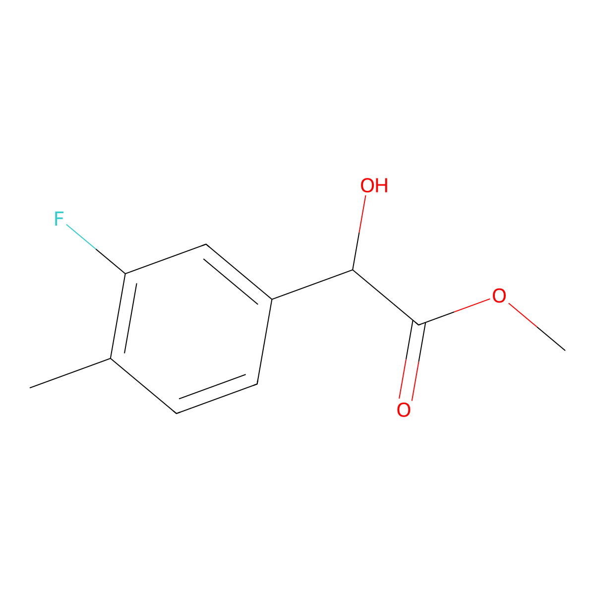 Methyl 2-(3-fluoro-4-methylphenyl)-2-hydroxyacetate molecular structure, CAS 1340349-14-5