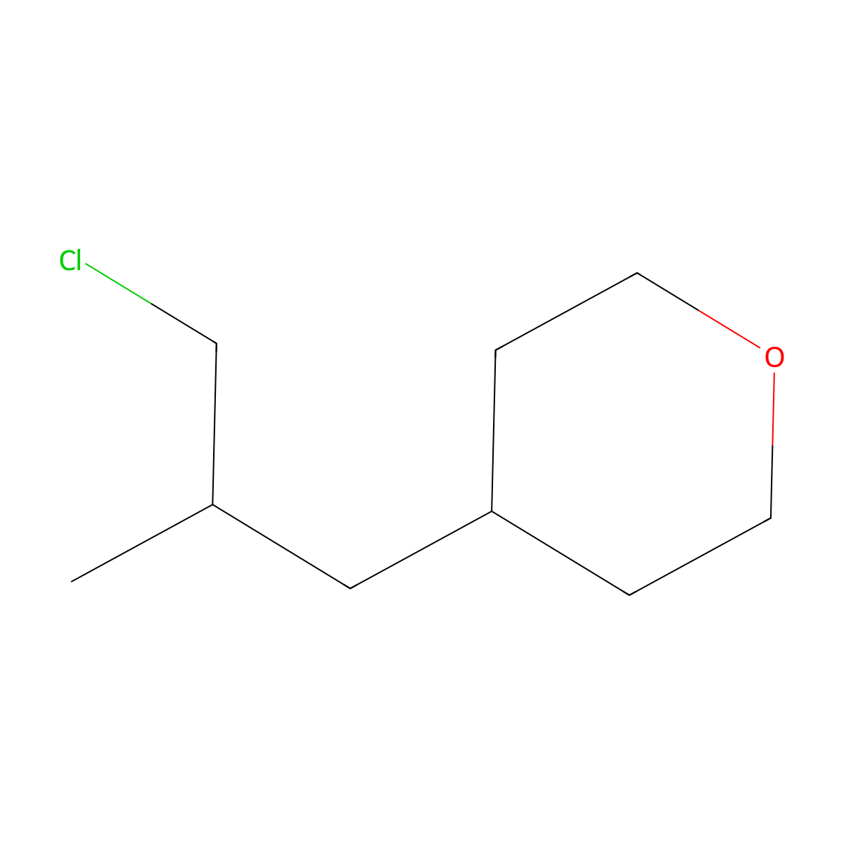 4-(3-Chloro-2-methylpropyl)oxane molecular structure, CAS 1340349-78-1