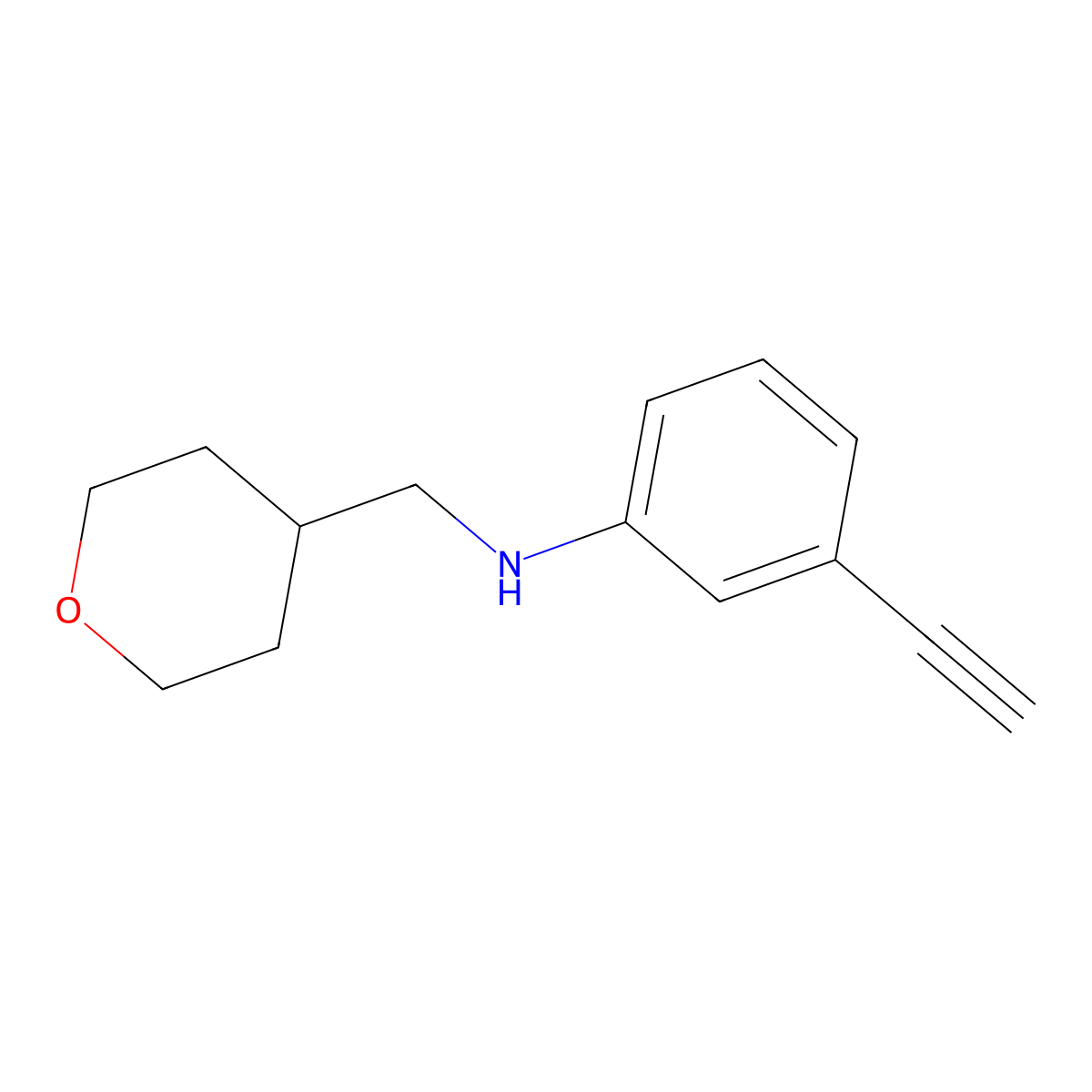 3-Ethynyl-N-[(oxan-4-yl)methyl]aniline molecular structure, CAS 1340351-82-7
