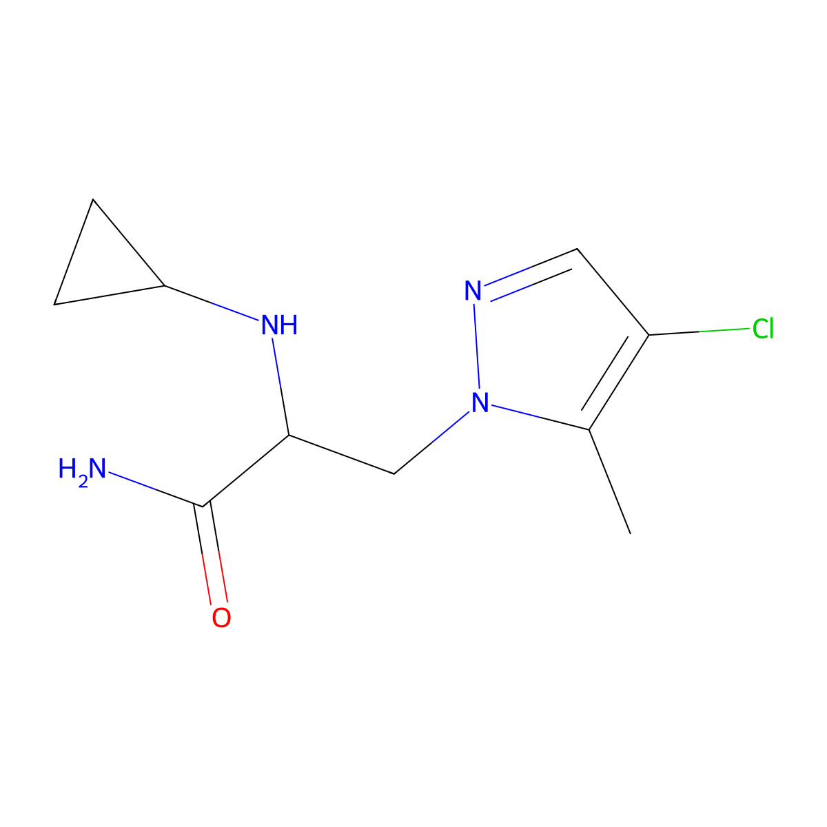 3-(4-Chloro-5-methyl-1h-pyrazol-1-yl)-2-(cyclopropylamino)propanamide molecular structure, CAS 1340353-38-9