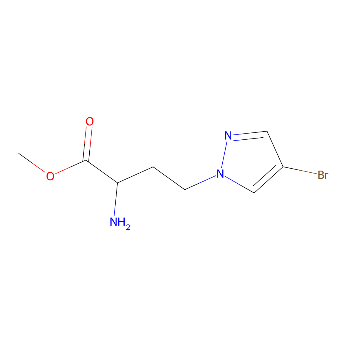 Methyl 2-amino-4-(4-bromo-1h-pyrazol-1-yl)butanoate molecular structure, CAS 1340353-73-2
