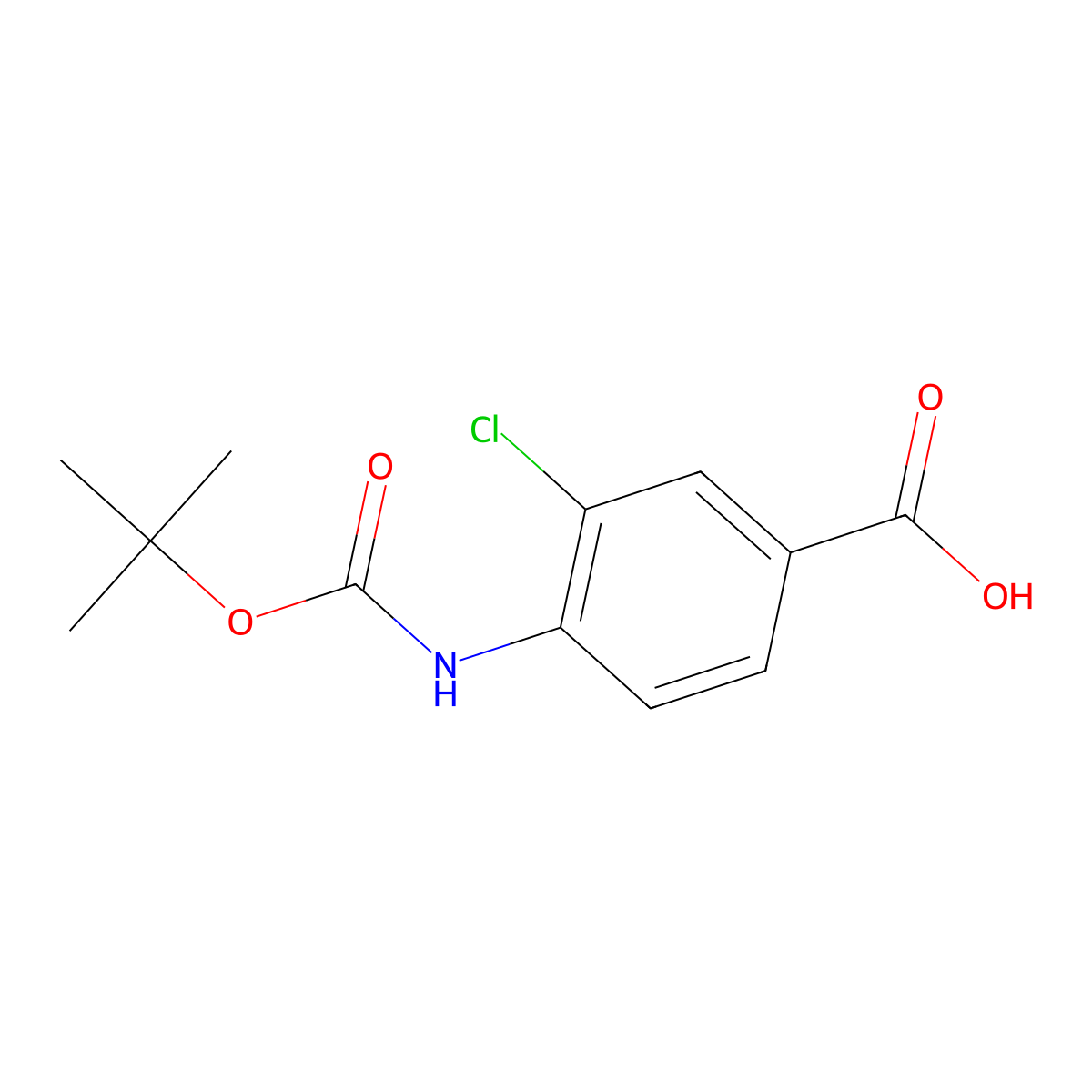 4-((Tert-butoxycarbonyl)amino)-3-chlorobenzoic acid molecular structure, CAS 1340354-00-8