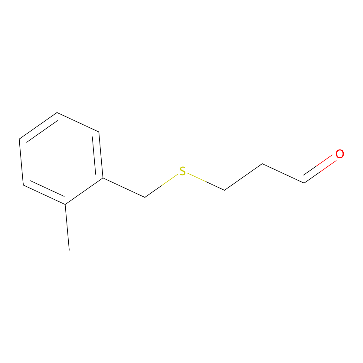 3-((2-Methylbenzyl)thio)propanal molecular structure, CAS 1340354-19-9