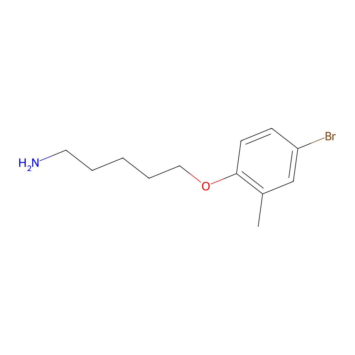 5-(4-Bromo-2-methylphenoxy)pentan-1-amine molecular structure, CAS 1340355-77-2