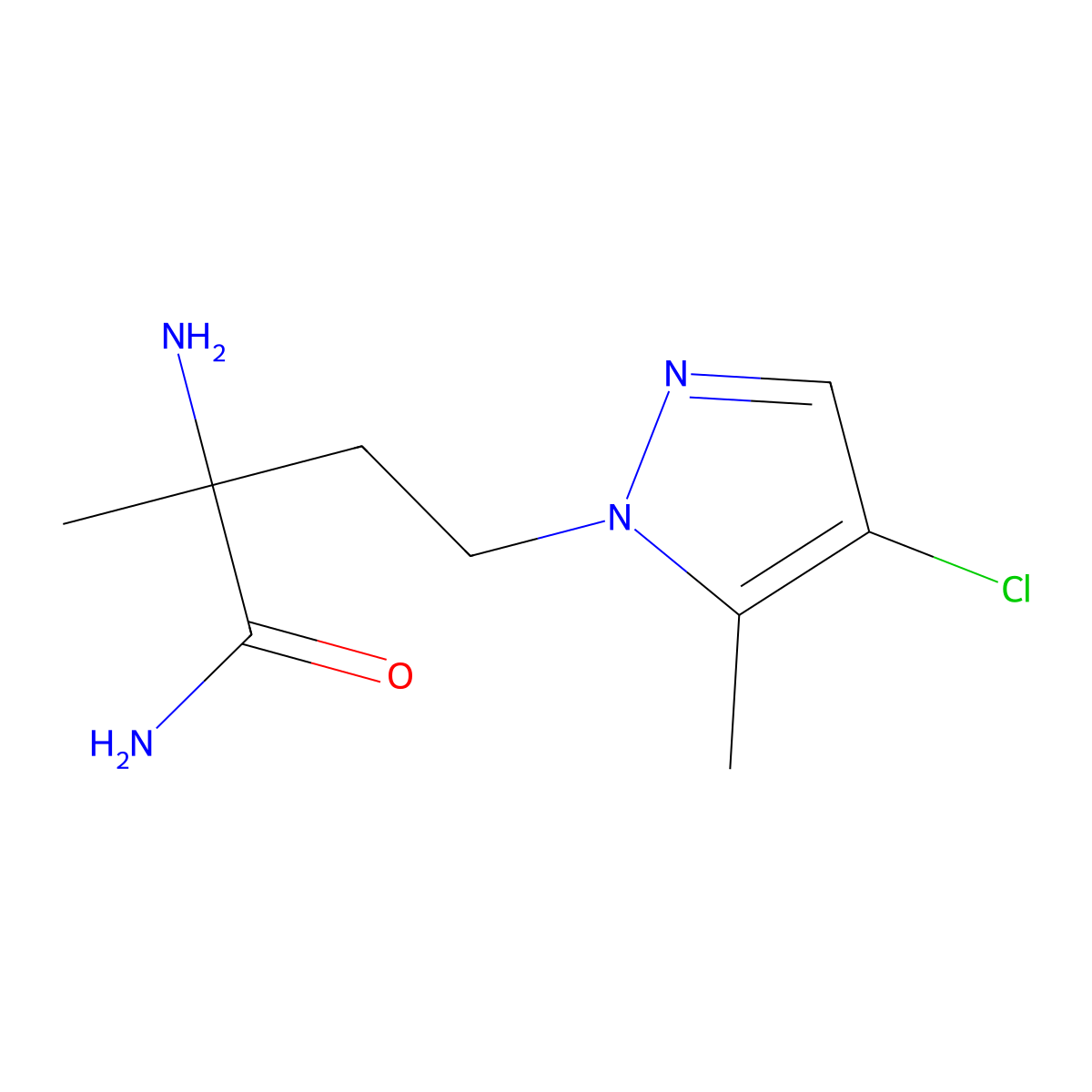 2-Amino-4-(4-chloro-5-methyl-1h-pyrazol-1-yl)-2-methylbutanamide molecular structure, CAS 1340362-16-4