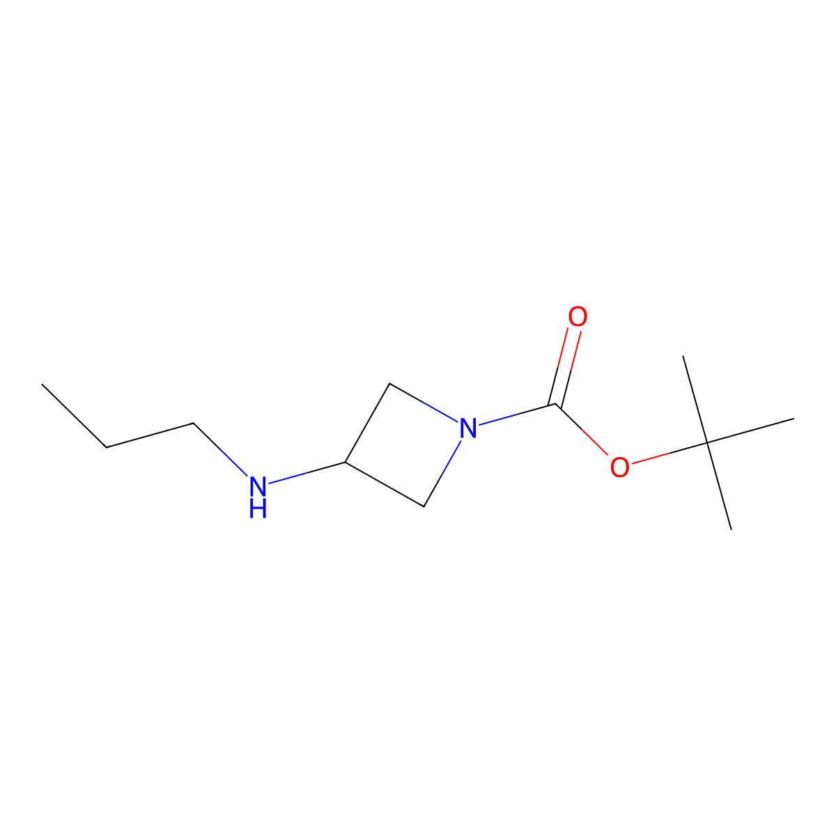 Tert-butyl 3-(propylamino)azetidine-1-carboxylate molecular structure, CAS 1340363-42-9