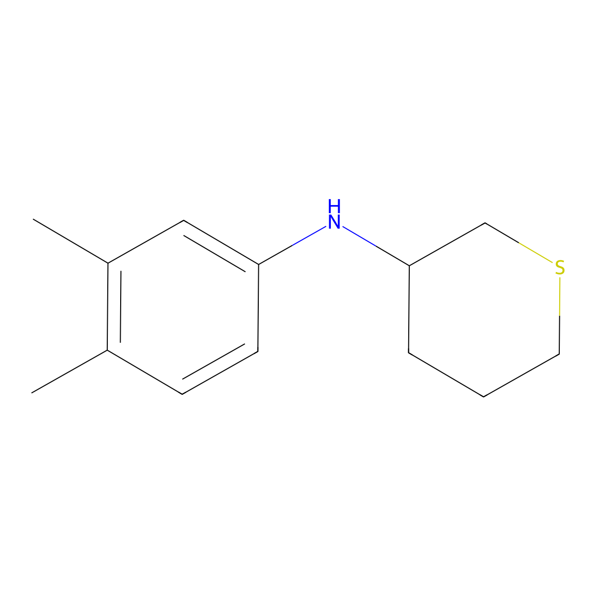 N-(3,4-dimethylphenyl)thian-3-amine molecular structure, CAS 1340365-91-4