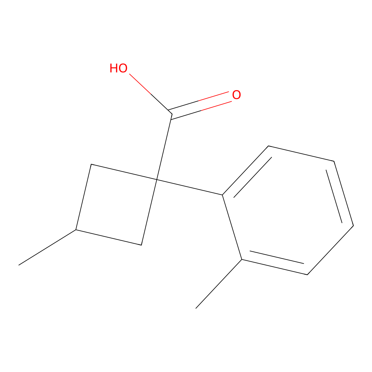 3-Methyl-1-(2-methylphenyl)cyclobutane-1-carboxylic acid molecular structure, CAS 1340368-04-8