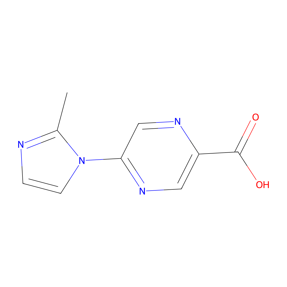 5-(2-Methyl-1H-imidazol-1-yl)pyrazine-2-carboxylic acid molecular structure, CAS 1340368-94-6