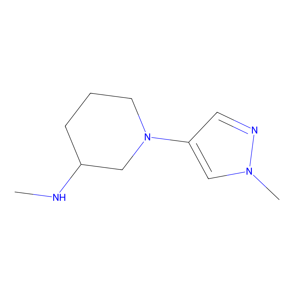 N-methyl-1-(1-methyl-1H-pyrazol-4-yl)piperidin-3-amine molecular structure, CAS 1340369-23-4