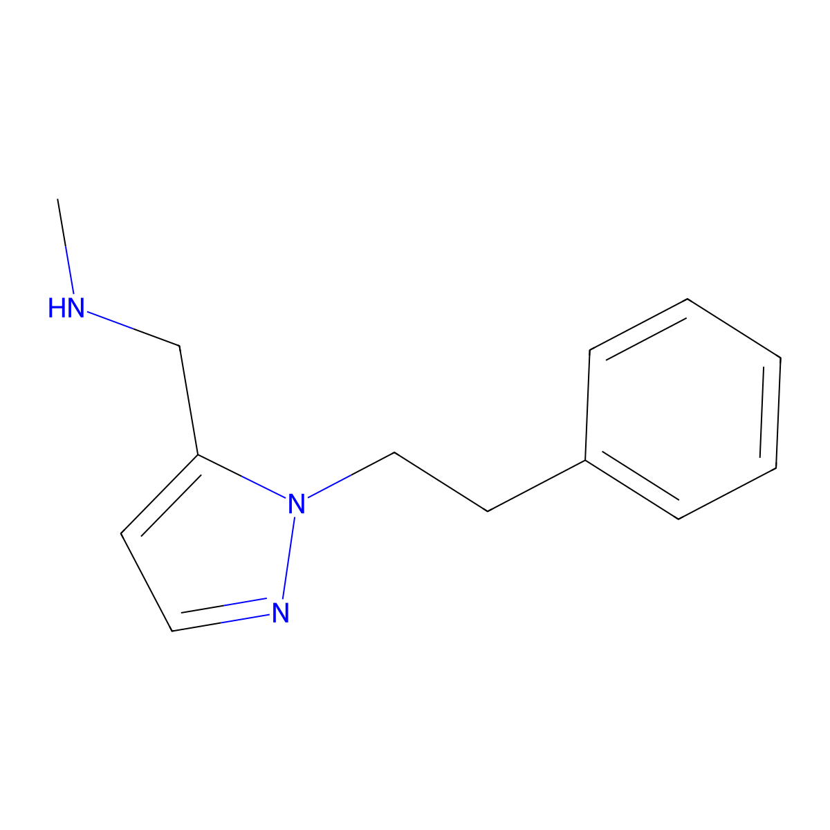 methyl(((1-(2-phenylethyl)-1H-pyrazol-5-yl)methyl))amine molecular structure, CAS 1340372-07-7
