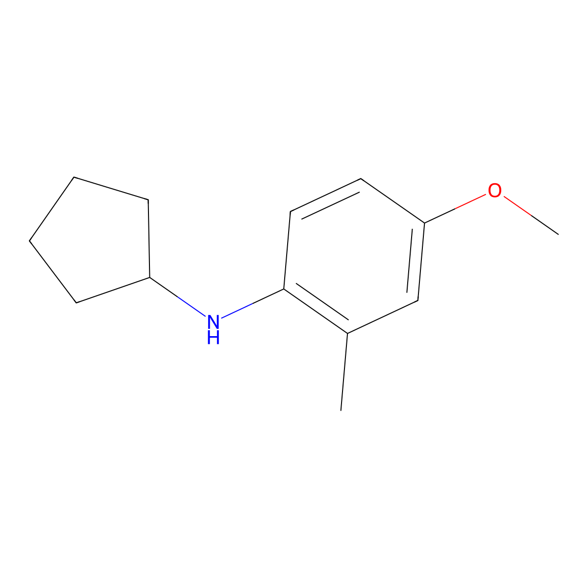 N-cyclopentyl-4-methoxy-2-methylaniline molecular structure, CAS 1340373-76-3