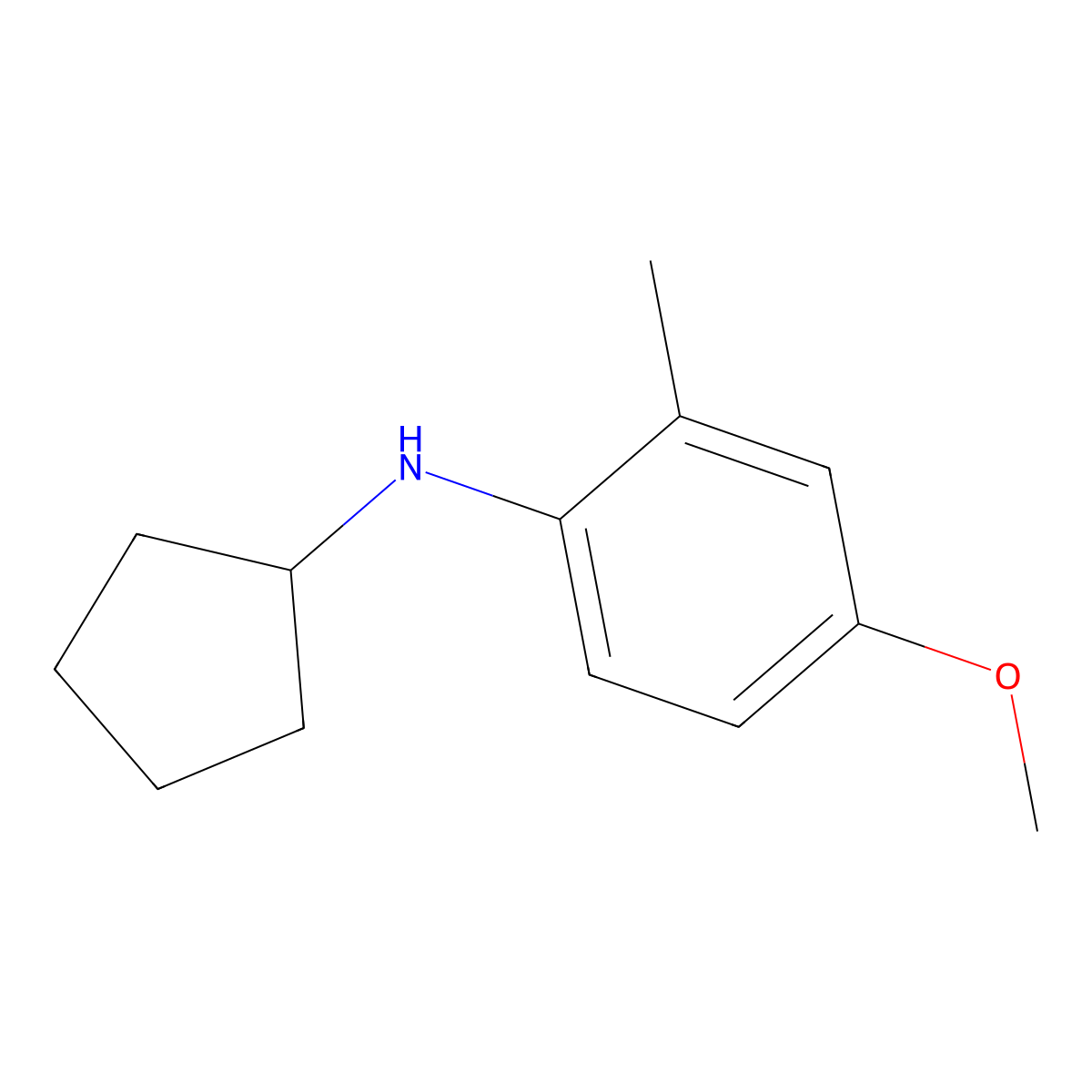 N-cyclopentyl-4-methoxy-2-methylaniline molecular structure, CAS 1340373-76-3