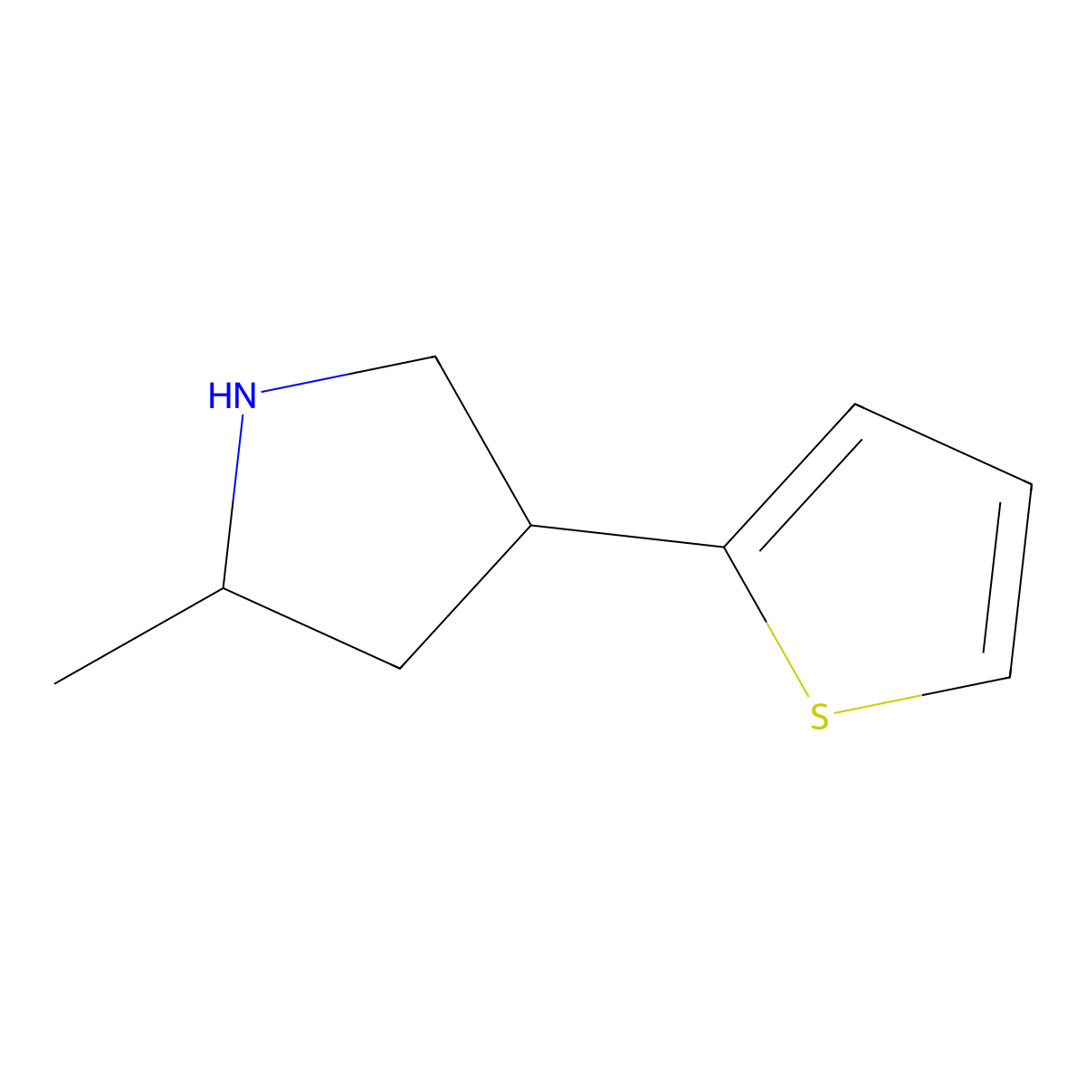 2-Methyl-4-(thiophen-2-yl)pyrrolidine molecular structure, CAS 1340376-26-2