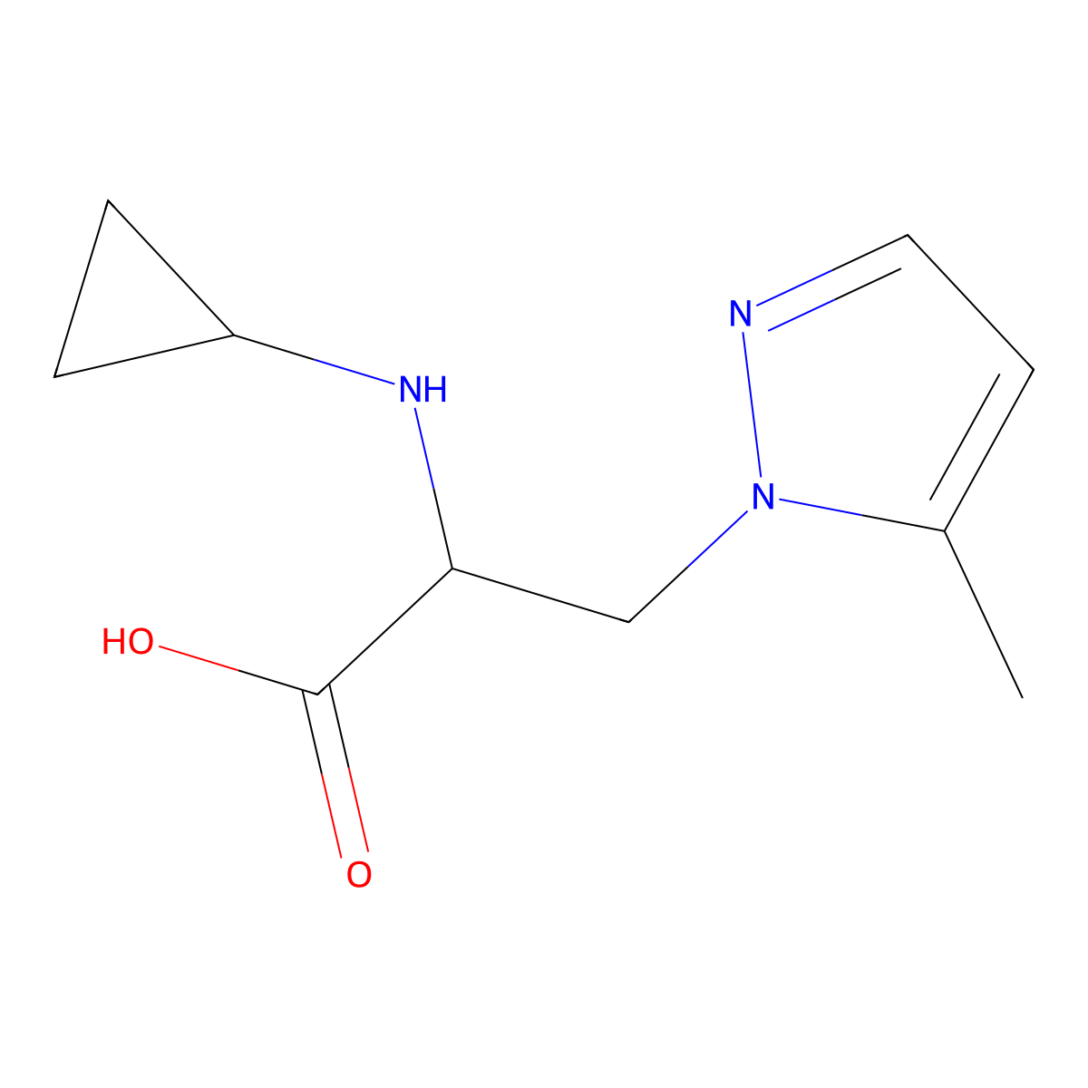 2-(Cyclopropylamino)-3-(5-methyl-1h-pyrazol-1-yl)propanoic acid molecular structure, CAS 1340382-60-6