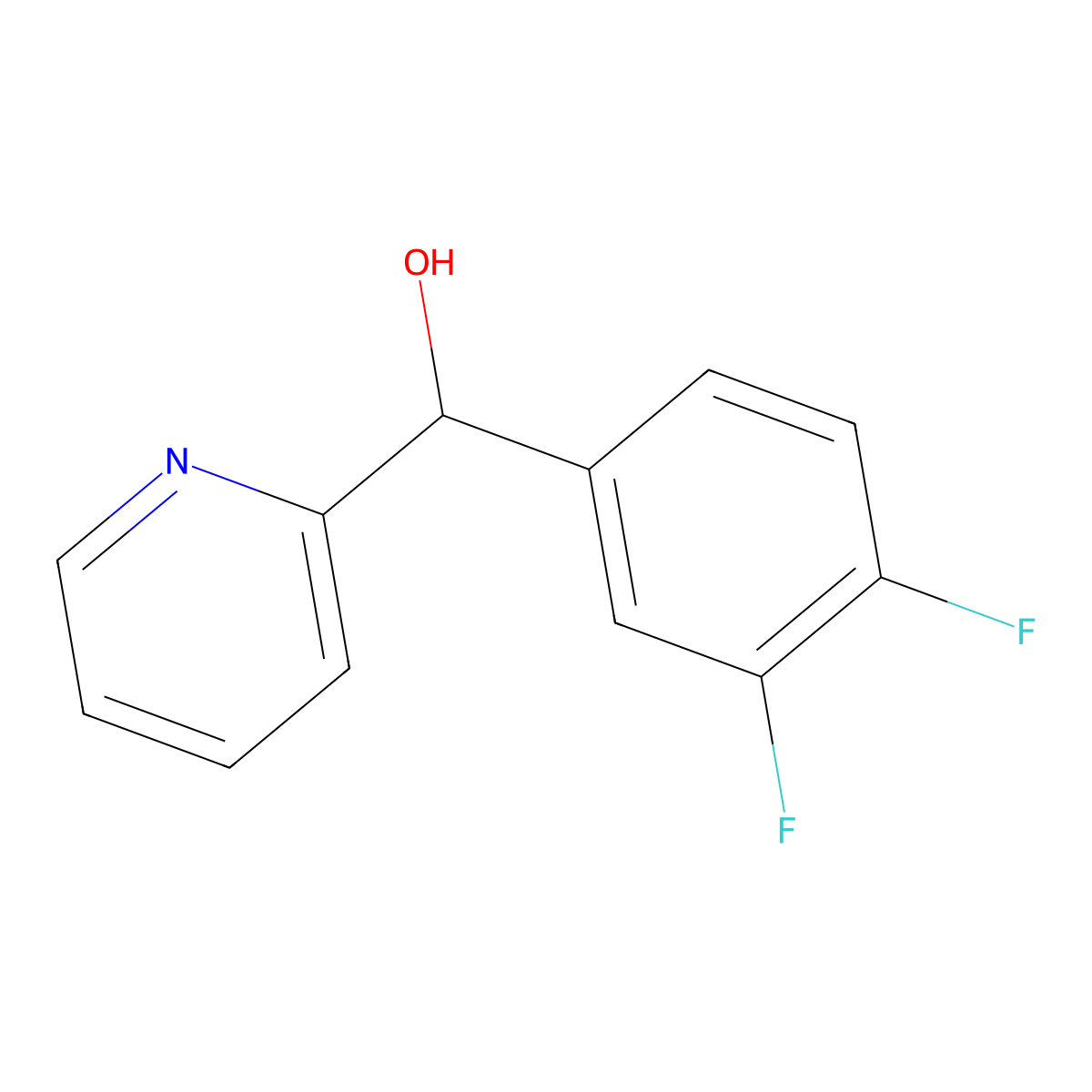 (3,4-Difluorophenyl)(pyridin-2-yl)methanol molecular structure, CAS 1340384-07-7