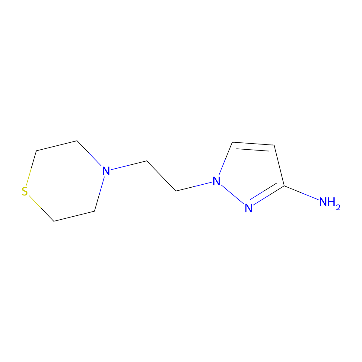 1-[2-(Thiomorpholin-4-YL)ethyl]-1H-pyrazol-3-amine molecular structure, CAS 1340384-35-1