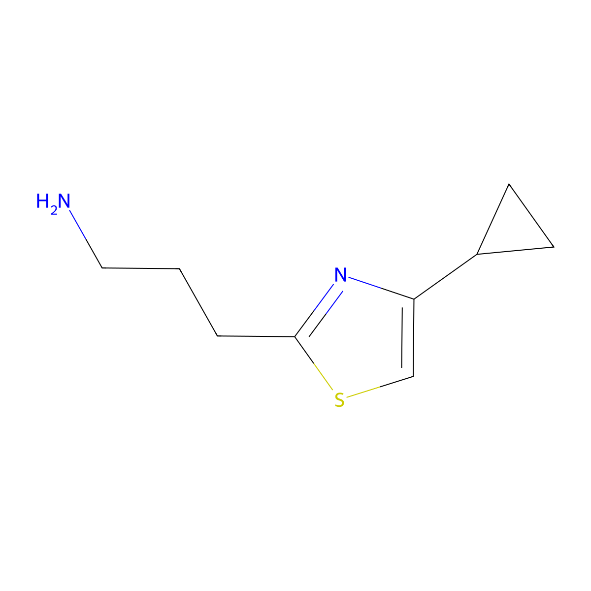3-(4-Cyclopropyl-1,3-thiazol-2-yl)propan-1-amine molecular structure, CAS 1340385-03-6