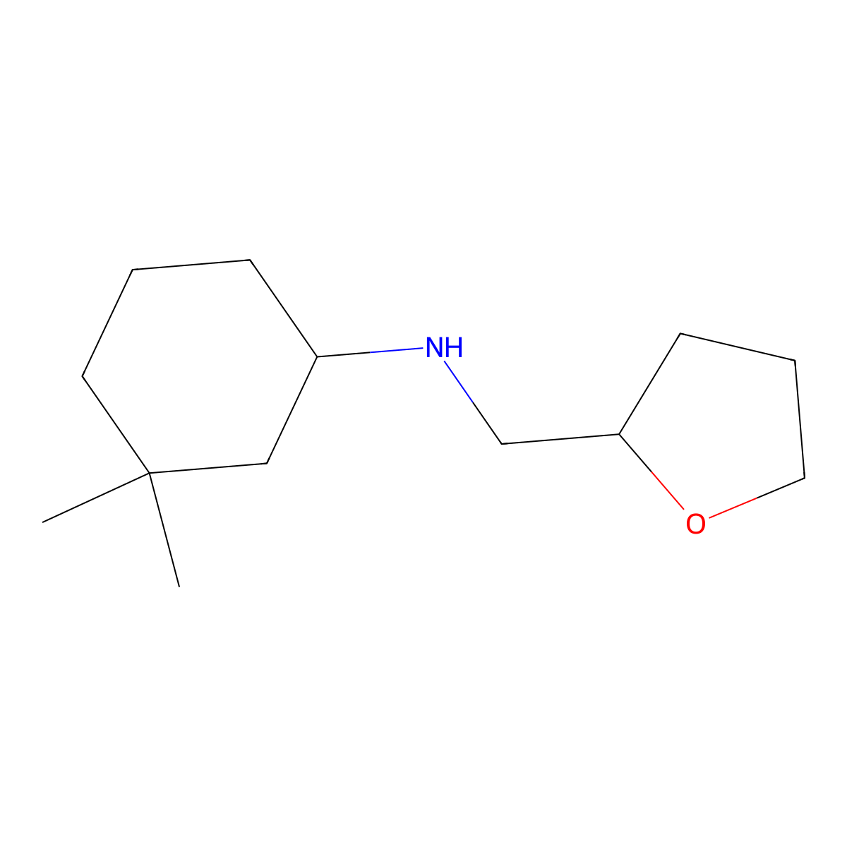 3,3-dimethyl-N-[(oxolan-2-yl)methyl]cyclohexan-1-amine molecular structure, CAS 1340385-39-8