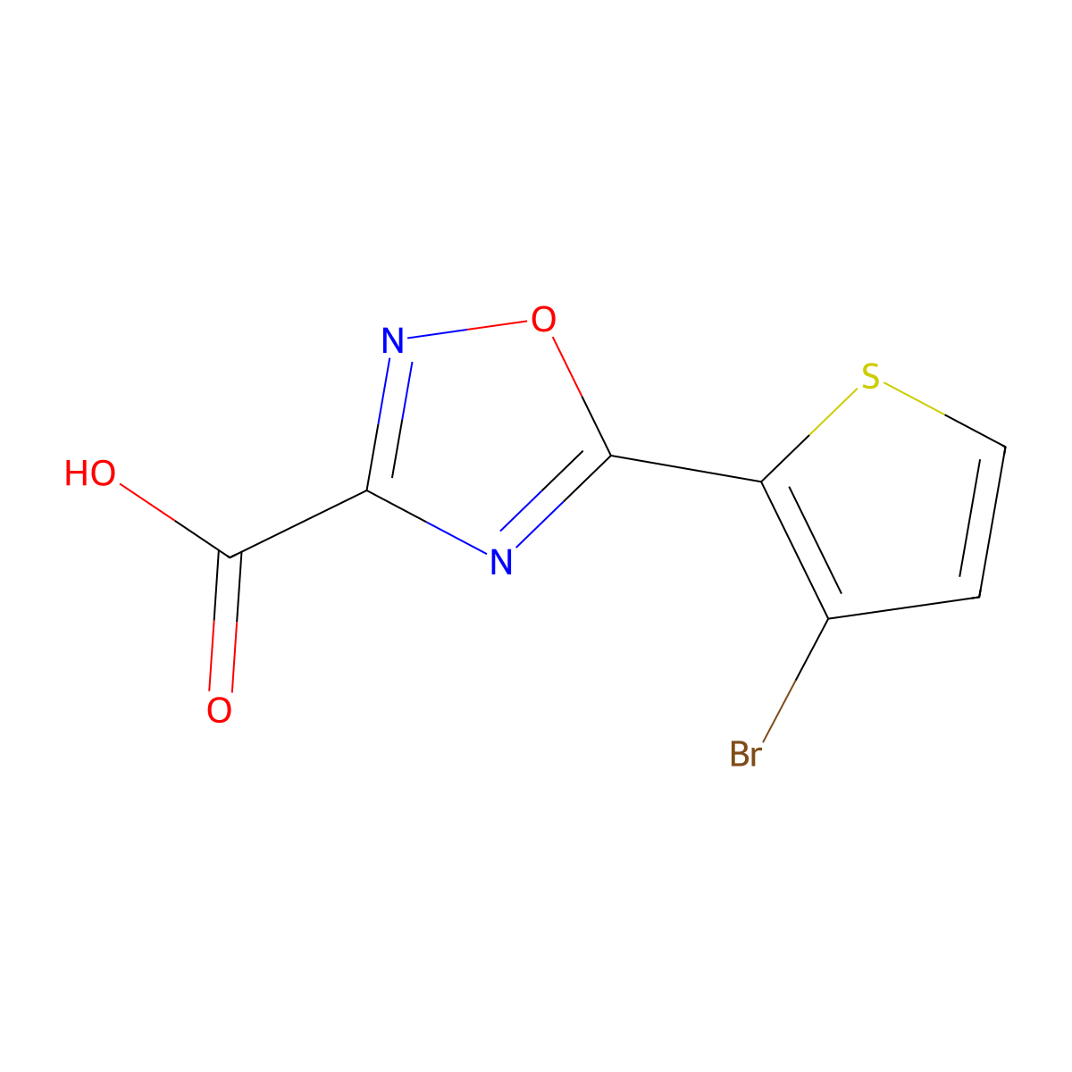 5-(3-Bromothiophen-2-yl)-1,2,4-oxadiazole-3-carboxylic acid molecular structure, CAS 1340387-15-6