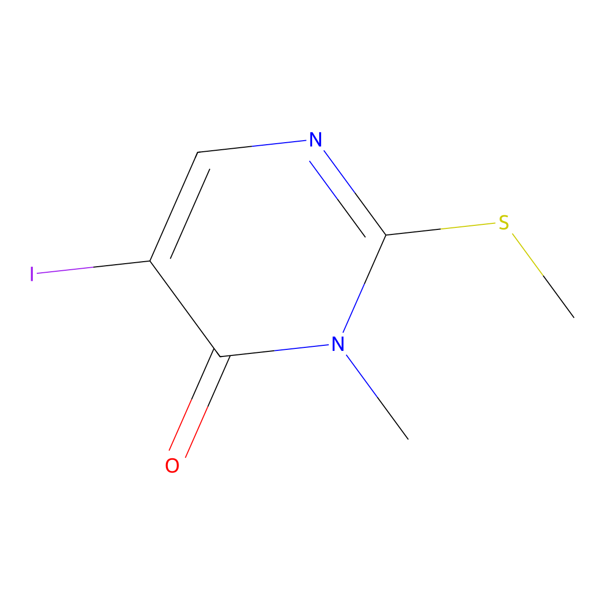 5-Iodo-3-methyl-2-(methylthio)pyrimidin-4(3H)-one molecular structure, CAS 134039-53-5
