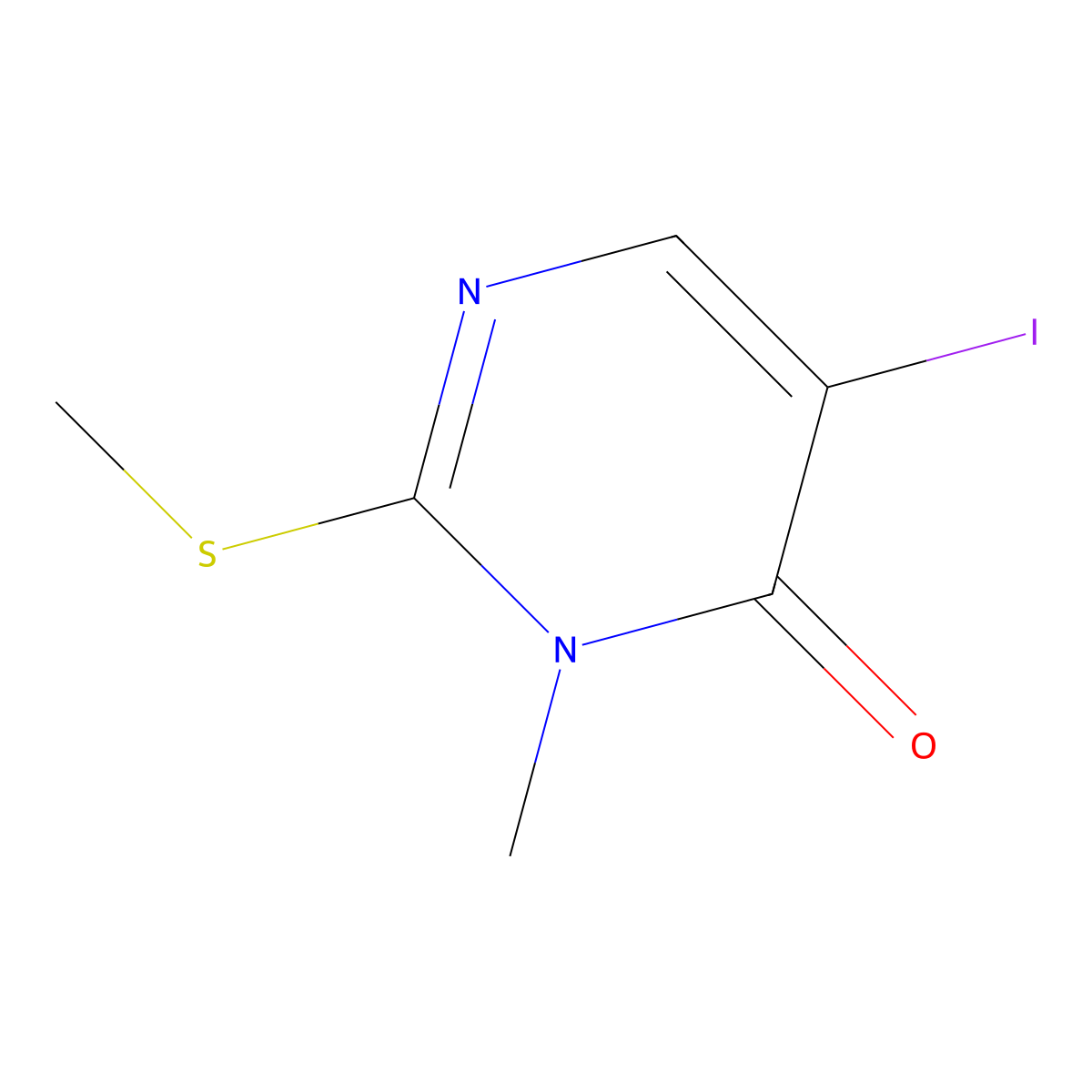 5-Iodo-3-methyl-2-(methylthio)pyrimidin-4(3H)-one molecular structure, CAS 134039-53-5