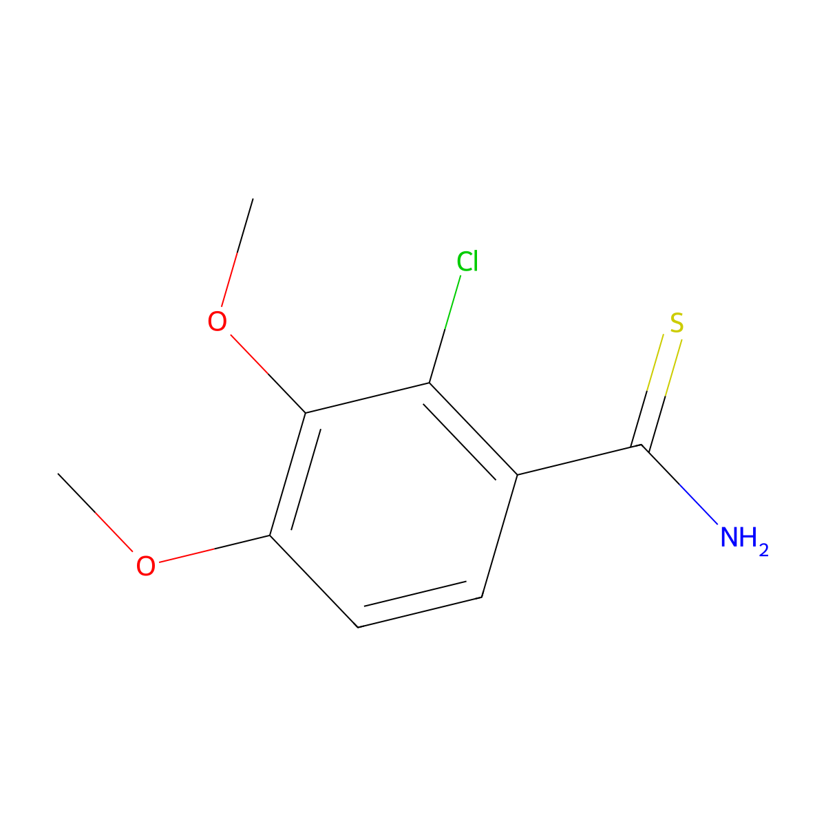 2-Chloro-3,4-dimethoxybenzothioamide molecular structure, CAS 1340390-54-6