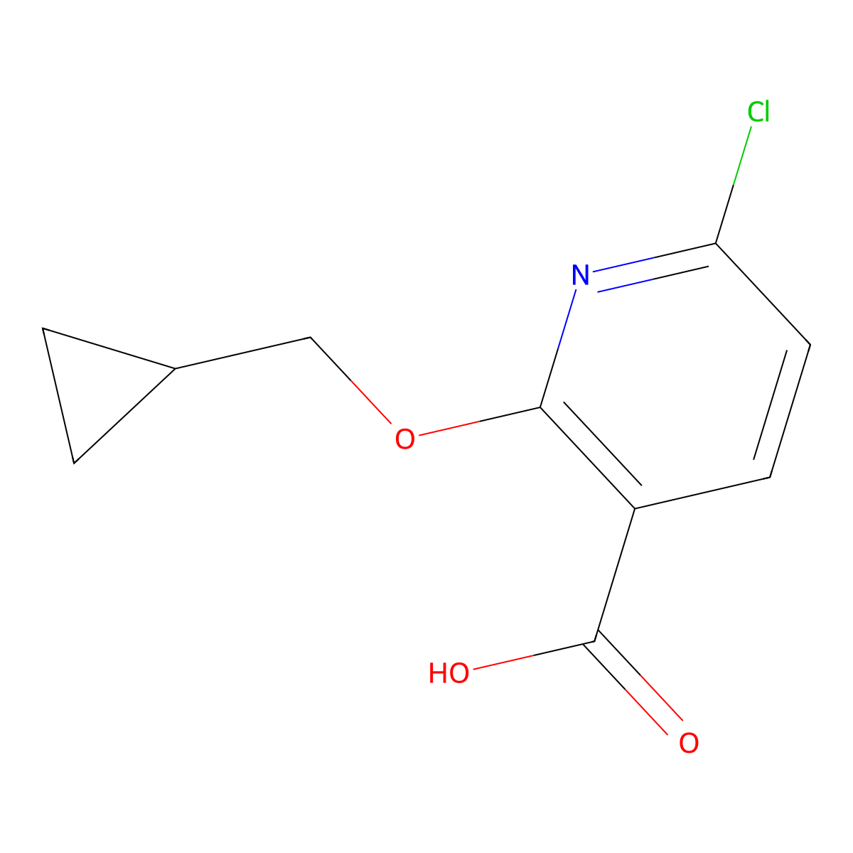 6-Chloro-2-(cyclopropylmethoxy)nicotinic acid molecular structure, CAS 1340393-32-9