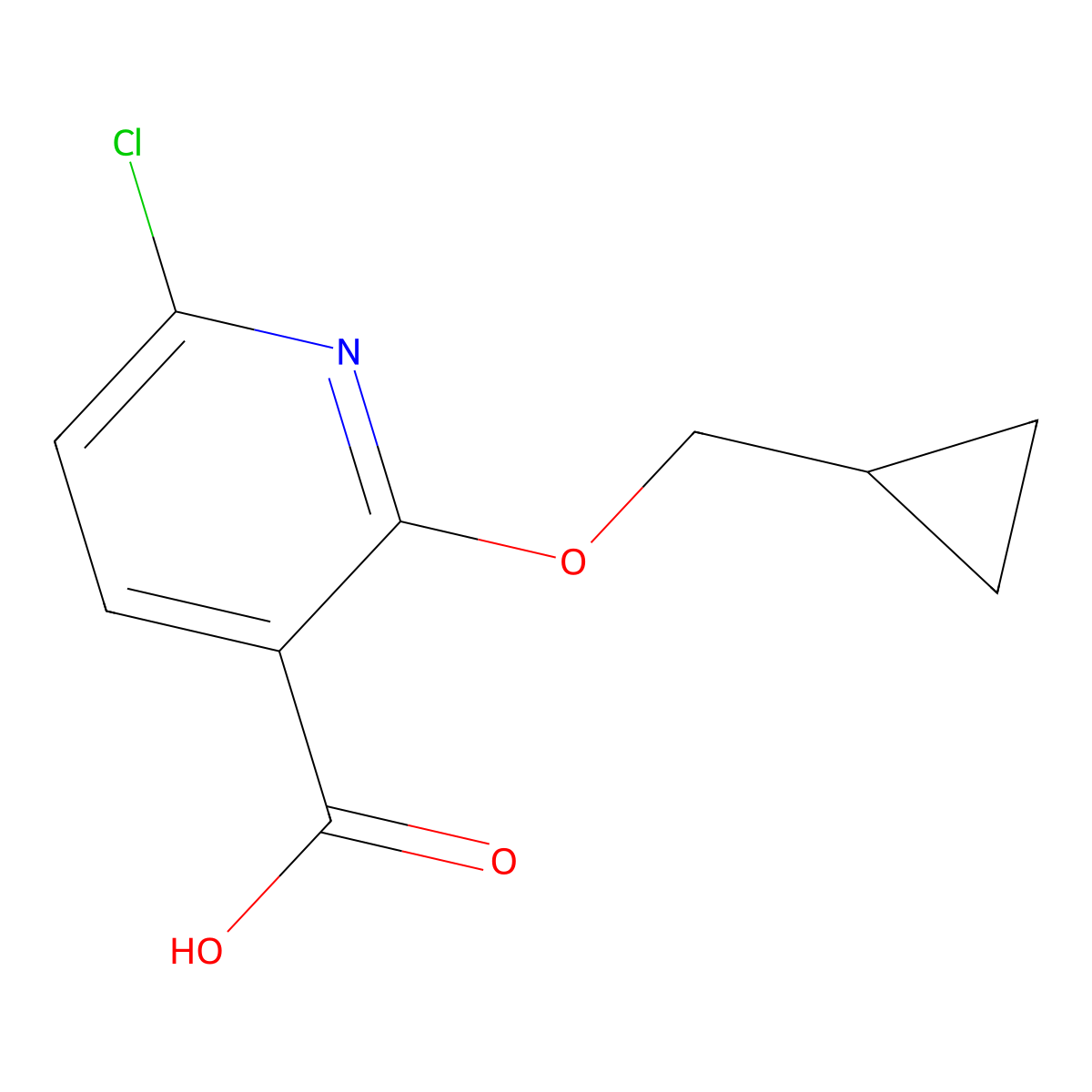 6-Chloro-2-(cyclopropylmethoxy)nicotinic acid molecular structure, CAS 1340393-32-9