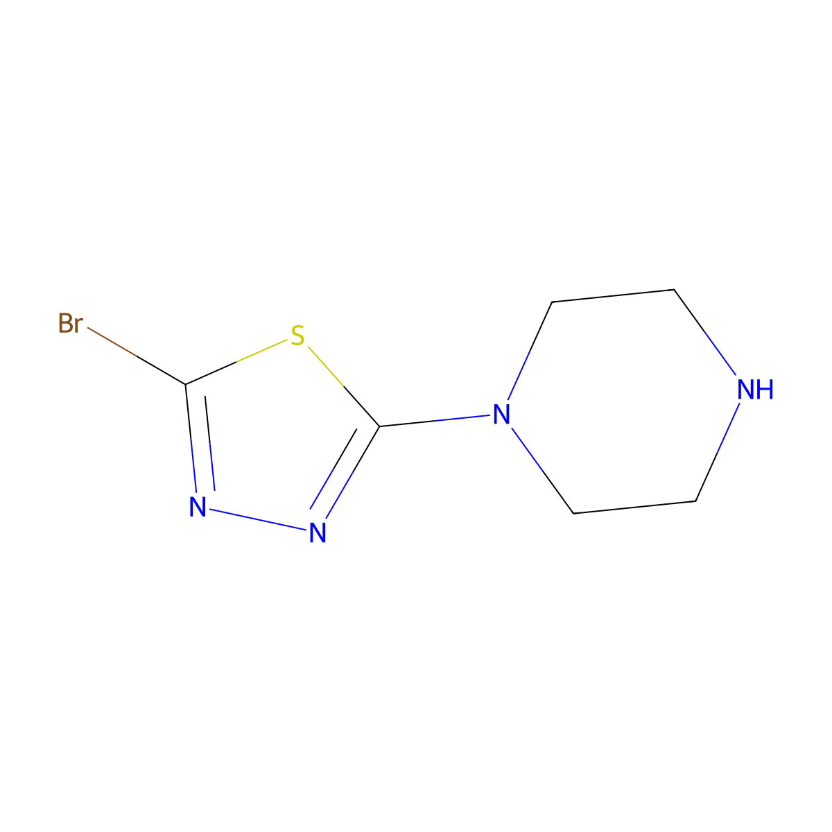 1-(5-Bromo-1,3,4-thiadiazol-2-yl)piperazine molecular structure, CAS 1340396-26-0