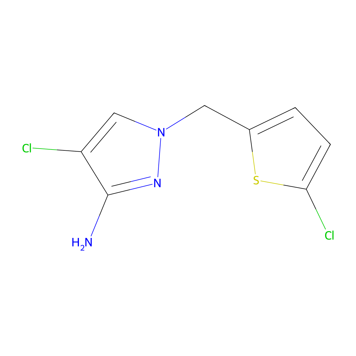 4-Chloro-1-((5-chlorothiophen-2-yl)methyl)-1h-pyrazol-3-amine molecular structure, CAS 1340404-51-4