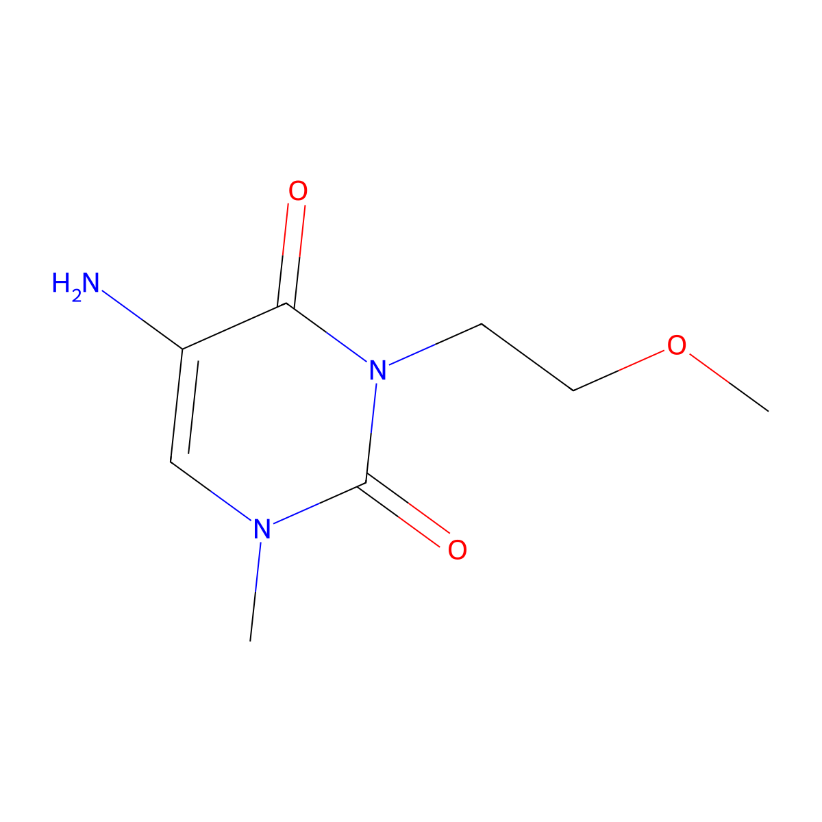 5-Amino-3-(2-methoxyethyl)-1-methyl-1,2,3,4-tetrahydropyrimidine-2,4-dione molecular structure, CAS 1340405-72-2