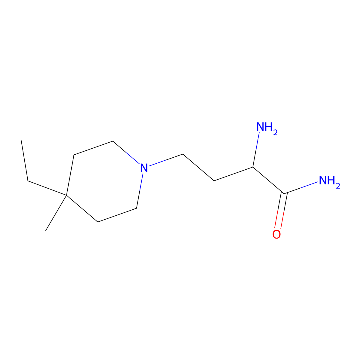 2-Amino-4-(4-ethyl-4-methylpiperidin-1-yl)butanamide molecular structure, CAS 1340407-13-7