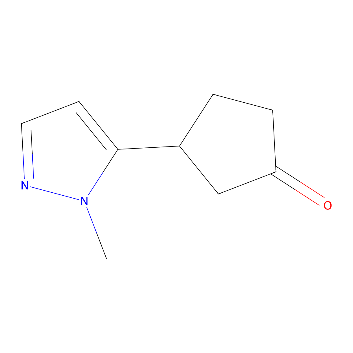 3-(1-methyl-1H-pyrazol-5-yl)cyclopentan-1-one molecular structure, CAS 1340410-90-3