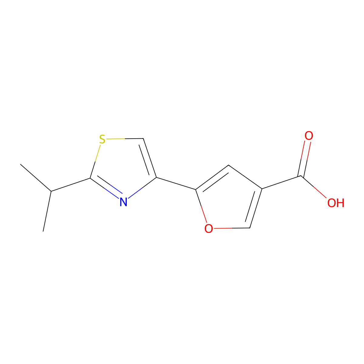 5-(2-Isopropylthiazol-4-yl)furan-3-carboxylic acid molecular structure, CAS 1340411-94-0