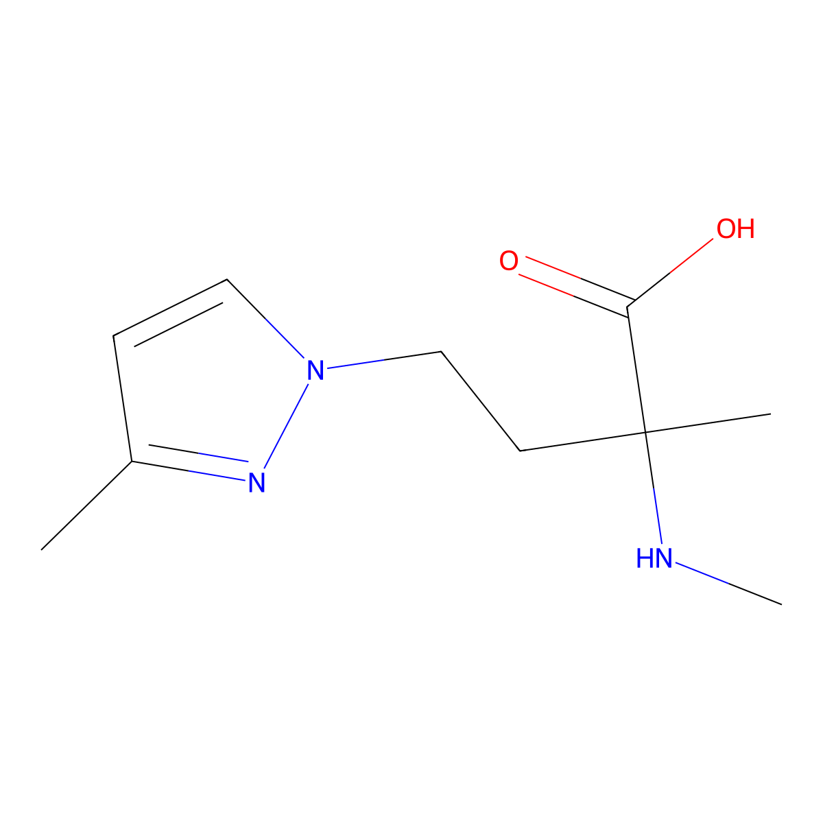 2-Methyl-4-(3-methyl-1h-pyrazol-1-yl)-2-(methylamino)butanoic acid molecular structure, CAS 1340411-97-3