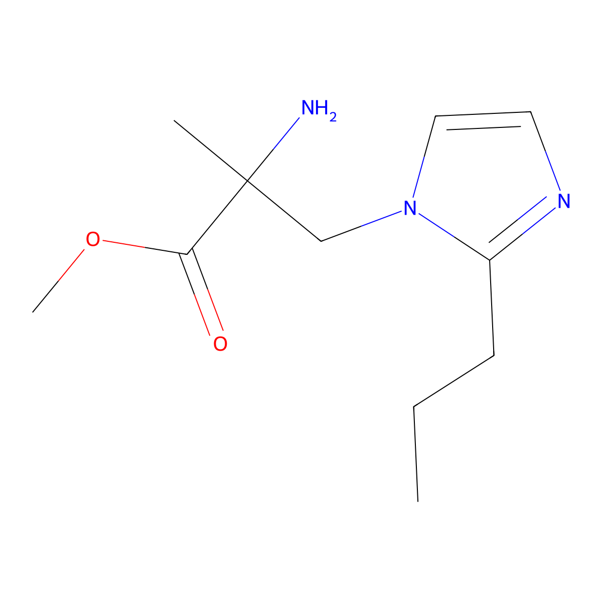 Methyl 2-amino-2-methyl-3-(2-propyl-1h-imidazol-1-yl)propanoate molecular structure, CAS 1340413-91-3