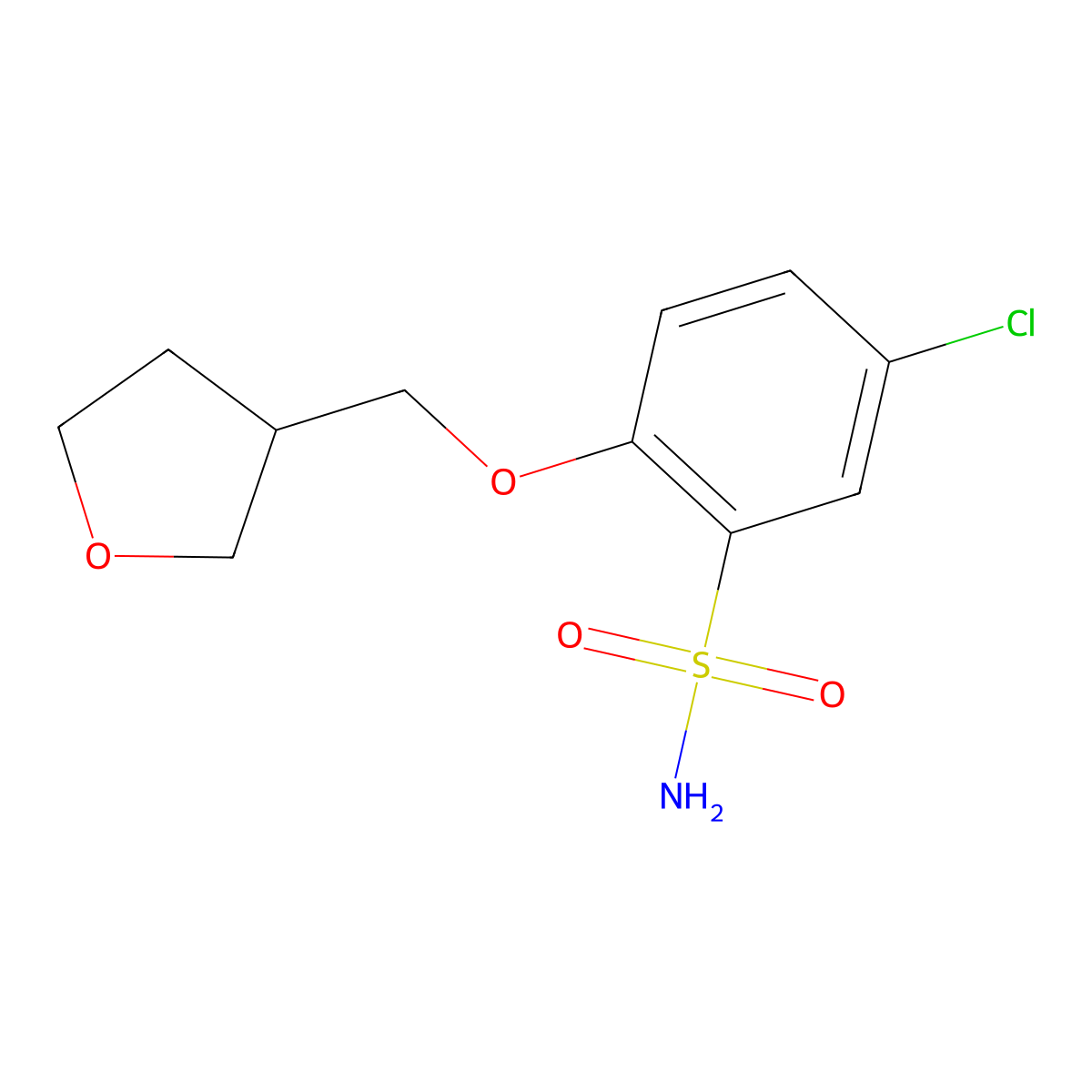 5-Chloro-2-[(oxolan-3-yl)methoxy]benzene-1-sulfonamide molecular structure, CAS 1340414-05-2