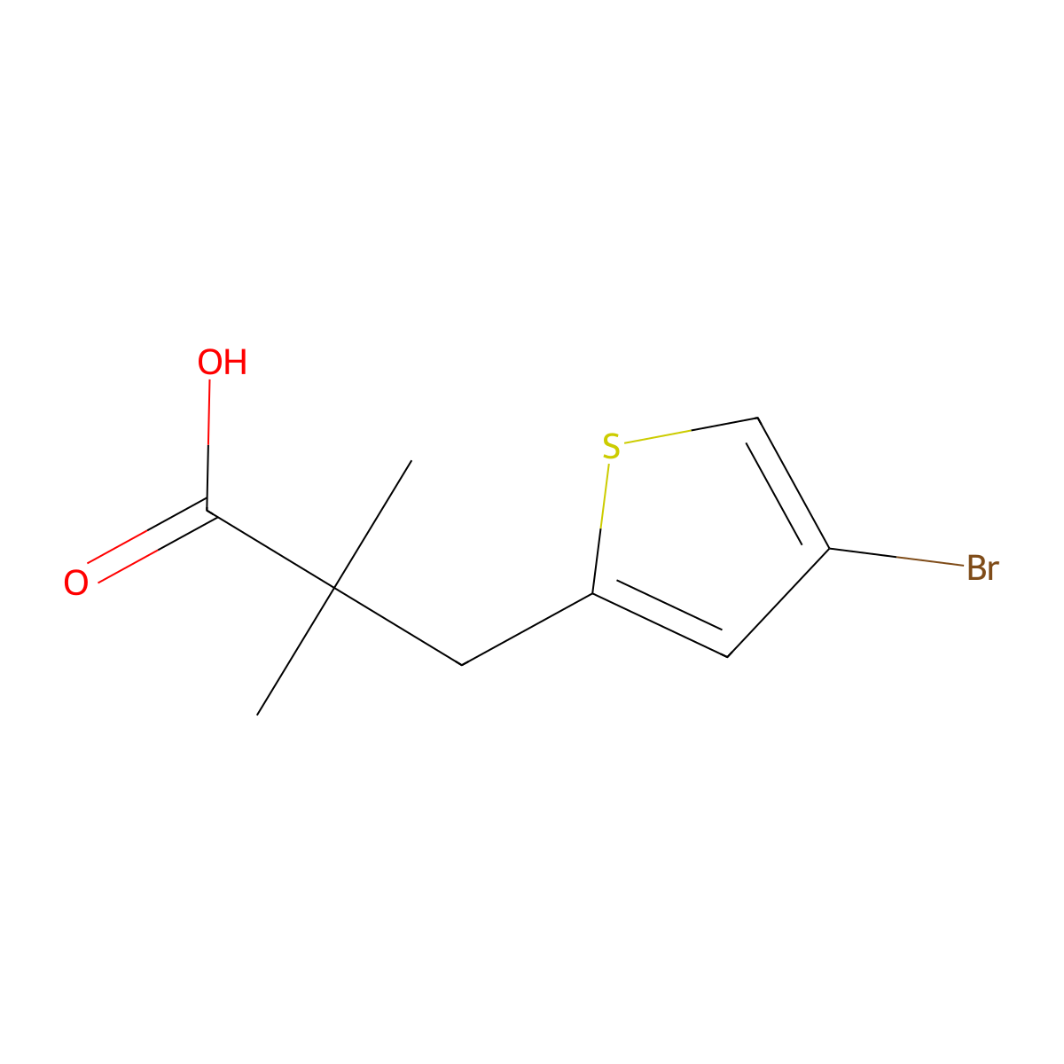 3-(4-Bromothiophen-2-yl)-2,2-dimethylpropanoic acid molecular structure, CAS 1340416-56-9