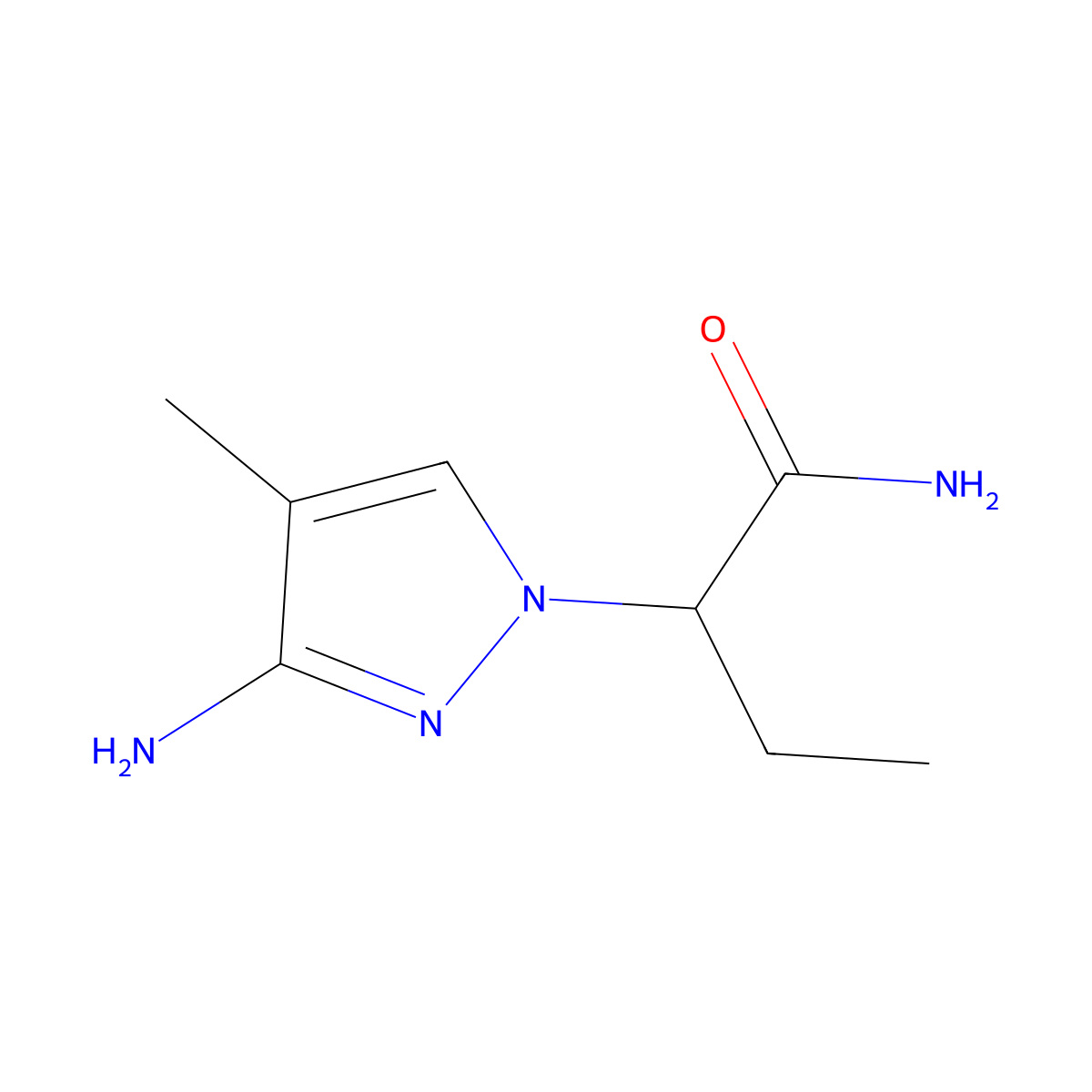 2-(3-amino-4-methyl-1H-pyrazol-1-yl)butanamide molecular structure, CAS 1340417-74-4
